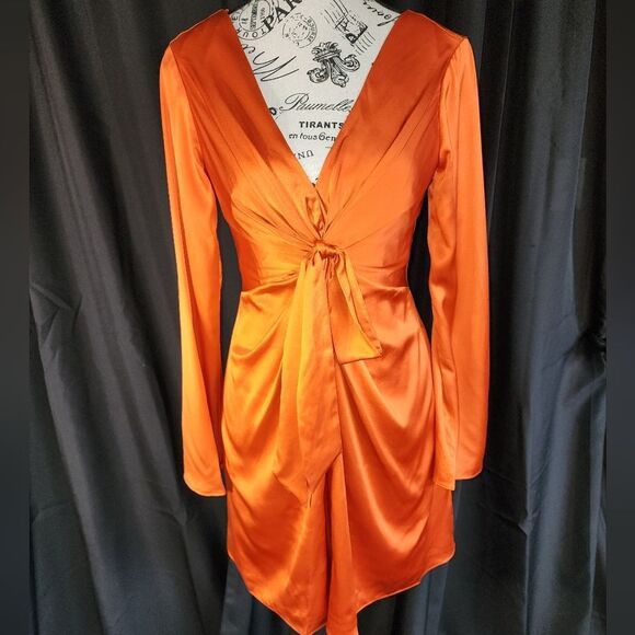 NWT Cinq A Sept Caelan Dress In Blood Orange 100% Silk - Picture 8 of 10